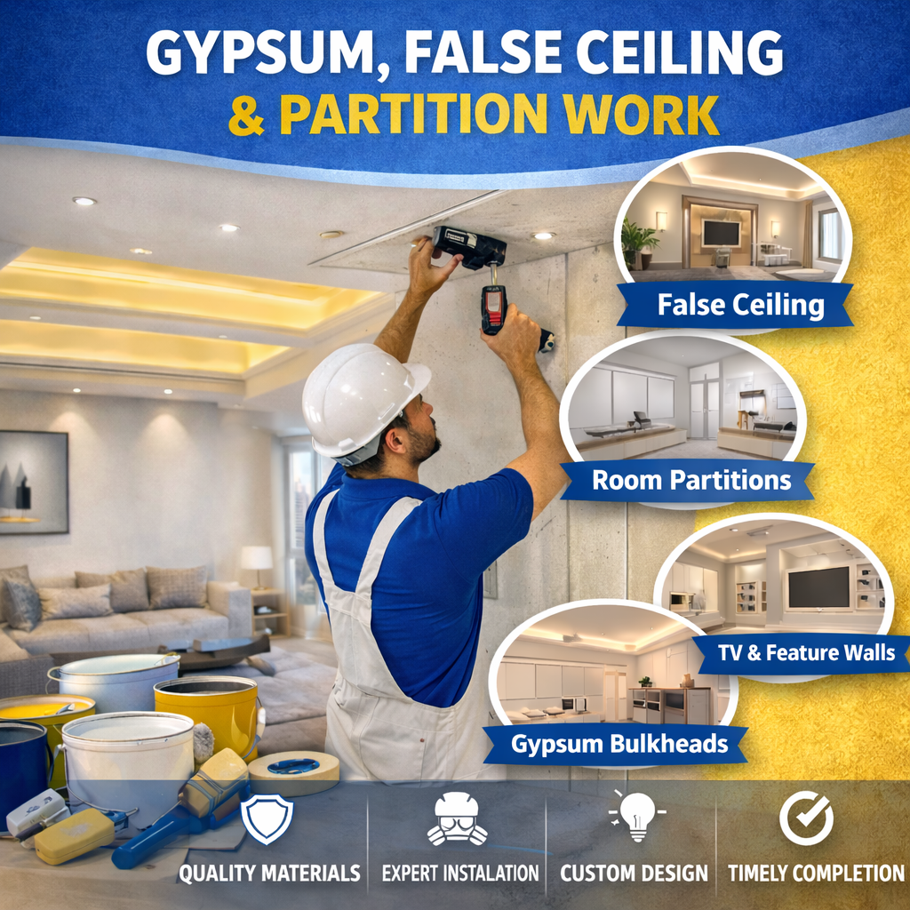 Gypsum, False Ceiling & Partition Work - Wall Painting Services in ...